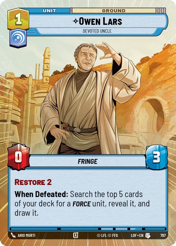 Owen Lars - Devoted Uncle (Hyperspace Foil) — Legends of the Force card