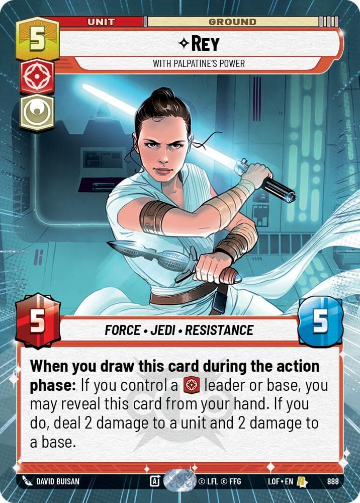 Rey - With Palpatine's Power (Hyperspace Foil) — Legends of the Force card