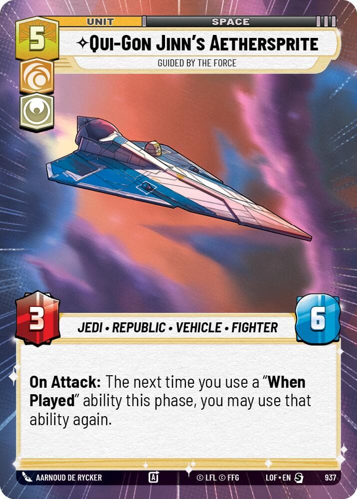 Qui-Gon Jinn's Aethersprite - Guided by the Force (Hyperspace Foil) — Legends of the Force card