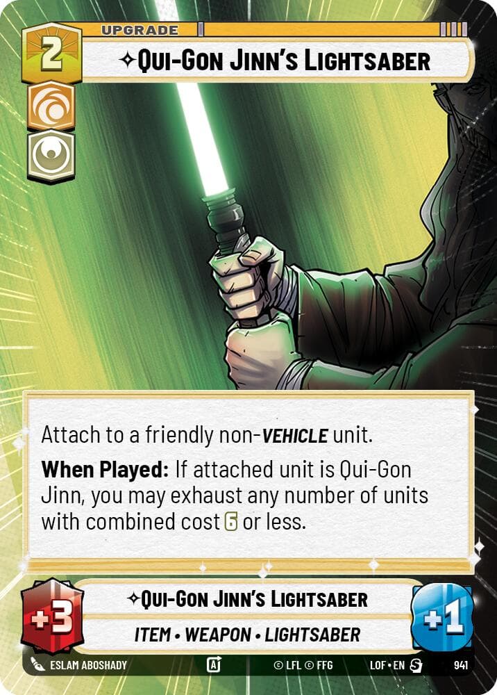 Qui-Gon Jinn's Lightsaber (Hyperspace Foil) — Legends of the Force card