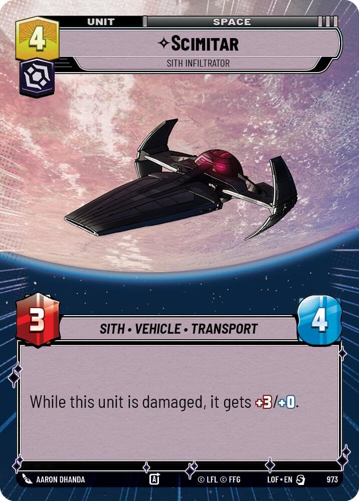 Scimitar - Sith Infiltrator (Hyperspace Foil) — Legends of the Force card