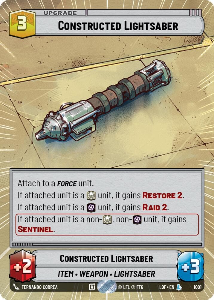 Constructed Lightsaber (Hyperspace Foil) — Legends of the Force card