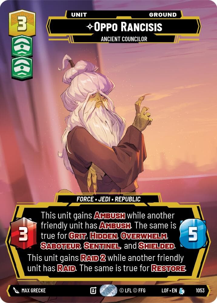 Oppo Rancisis - Ancient Councilor (Prestige) — Legends of the Force card