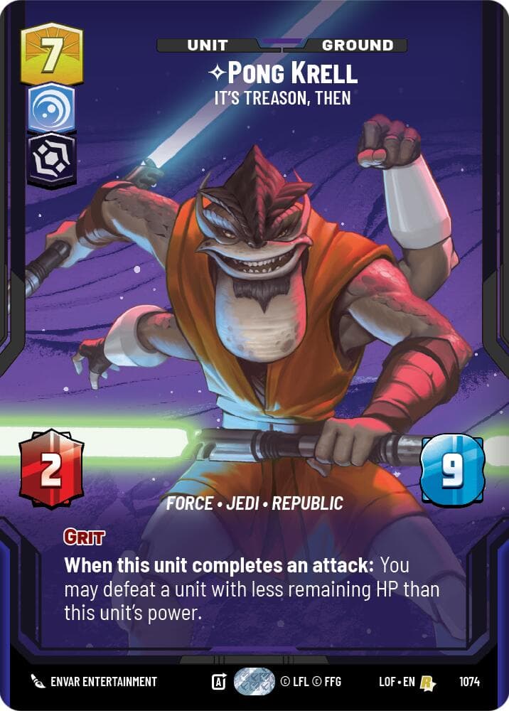 Pong Krell - It's Treason, Then (Prestige Foil) — Legends of the Force card
