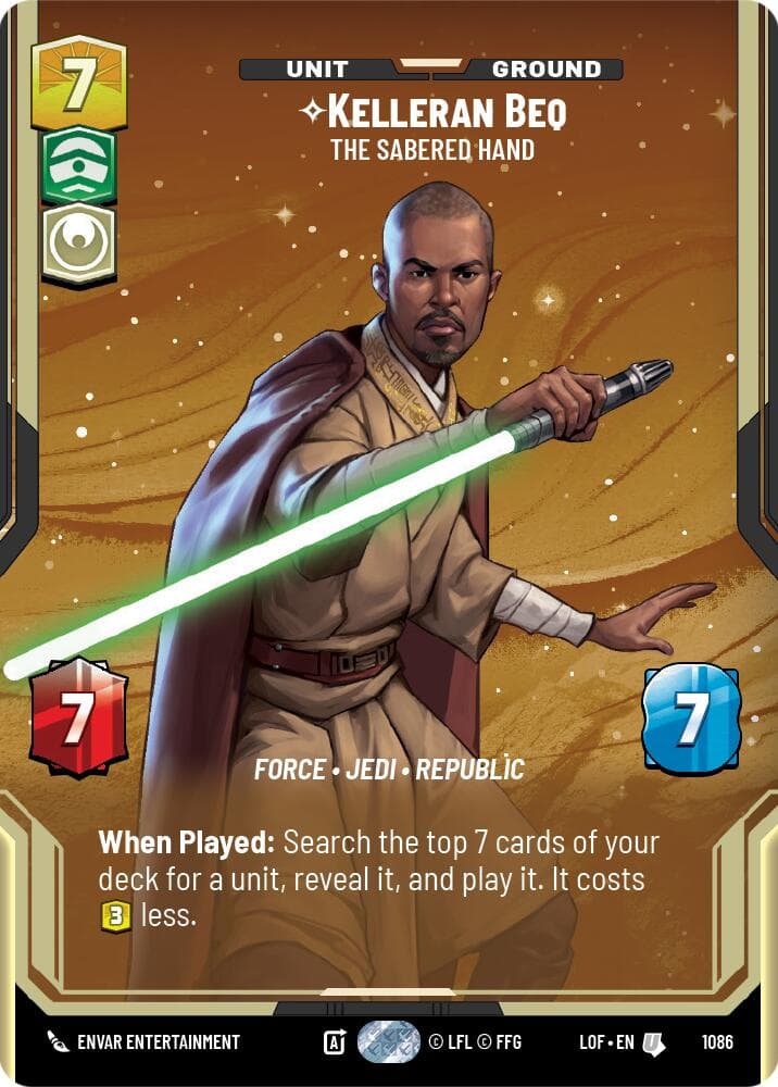 Kelleran Beq - The Sabered Hand (Prestige Foil) — Legends of the Force card