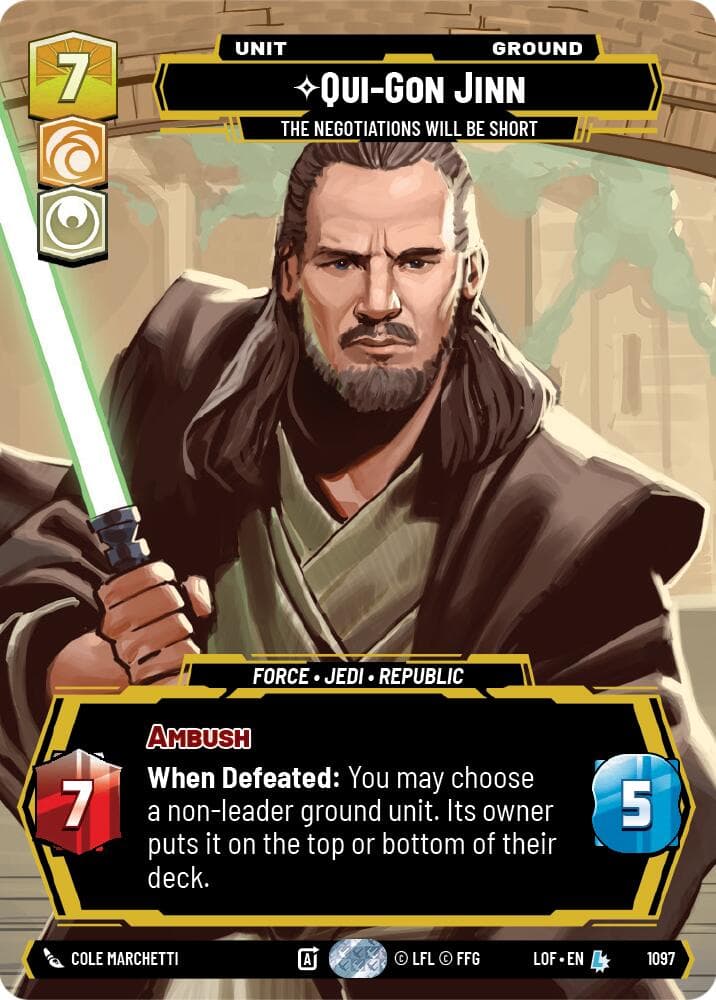 Qui-Gon Jinn - The Negotiations Will Be Short (Prestige Foil) — Legends of the Force card
