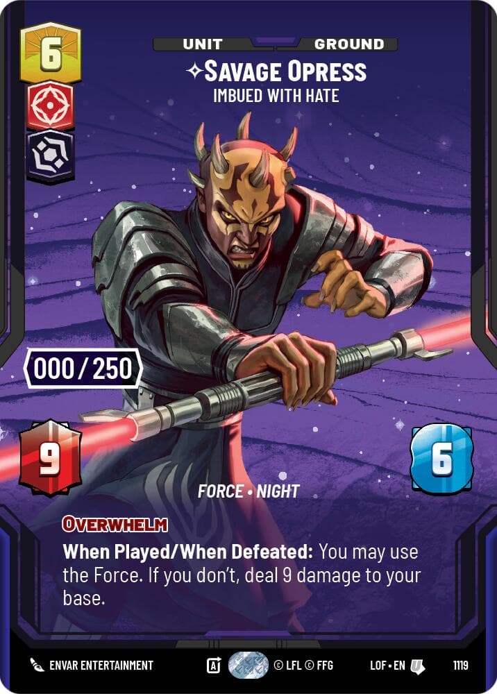 Savage Opress - Imbued With Hate (Serialized) — Legends of the Force card