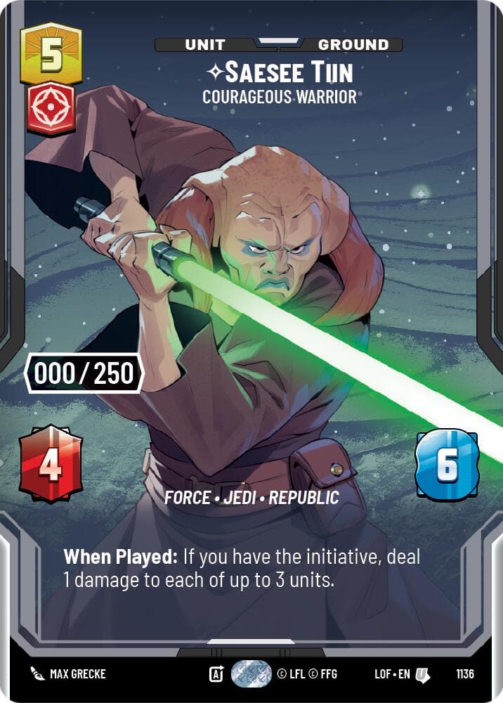 Saesee Tiin - Courageous Warrior (Serialized) — Legends of the Force card