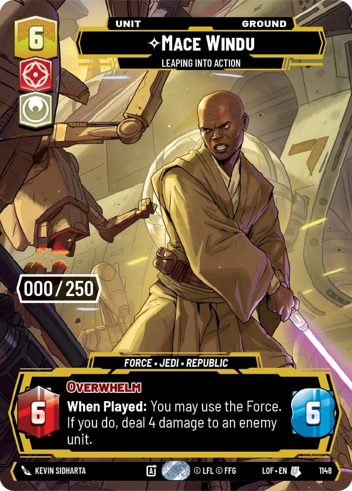 Mace Windu - Leaping into Action (Serialized) — Legends of the Force card