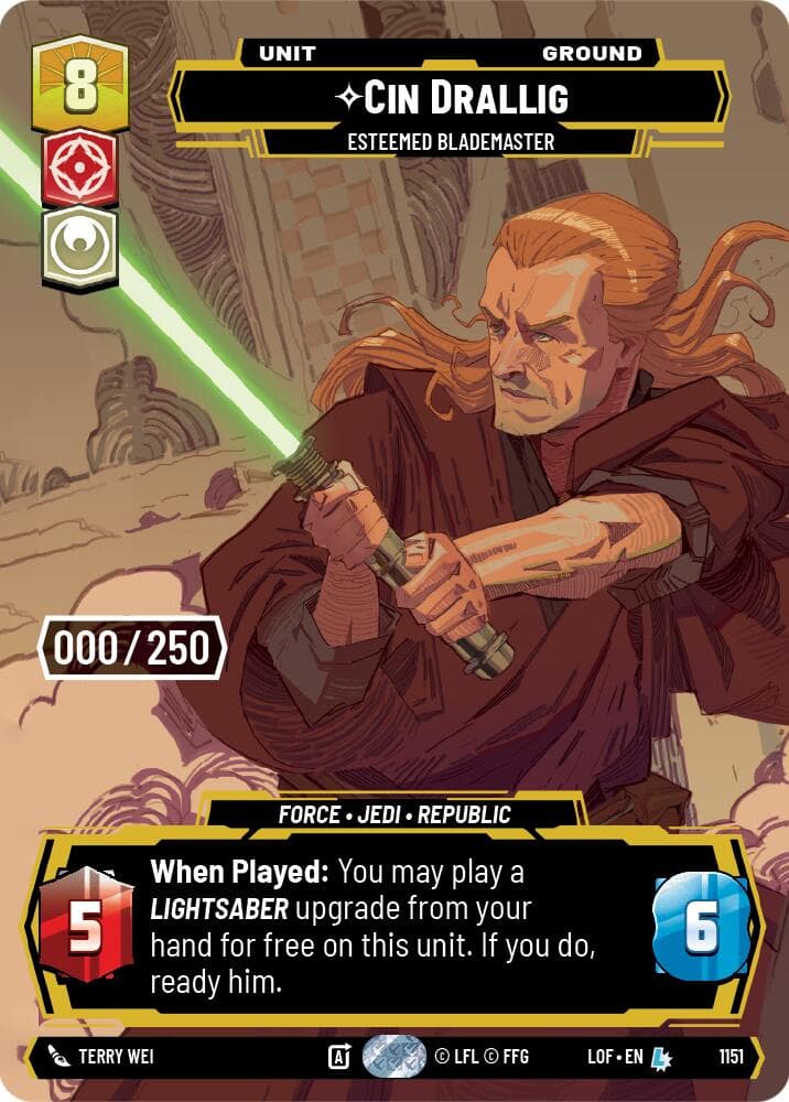 Cin Drallig - Esteemed Blademaster (Serialized) — Legends of the Force card