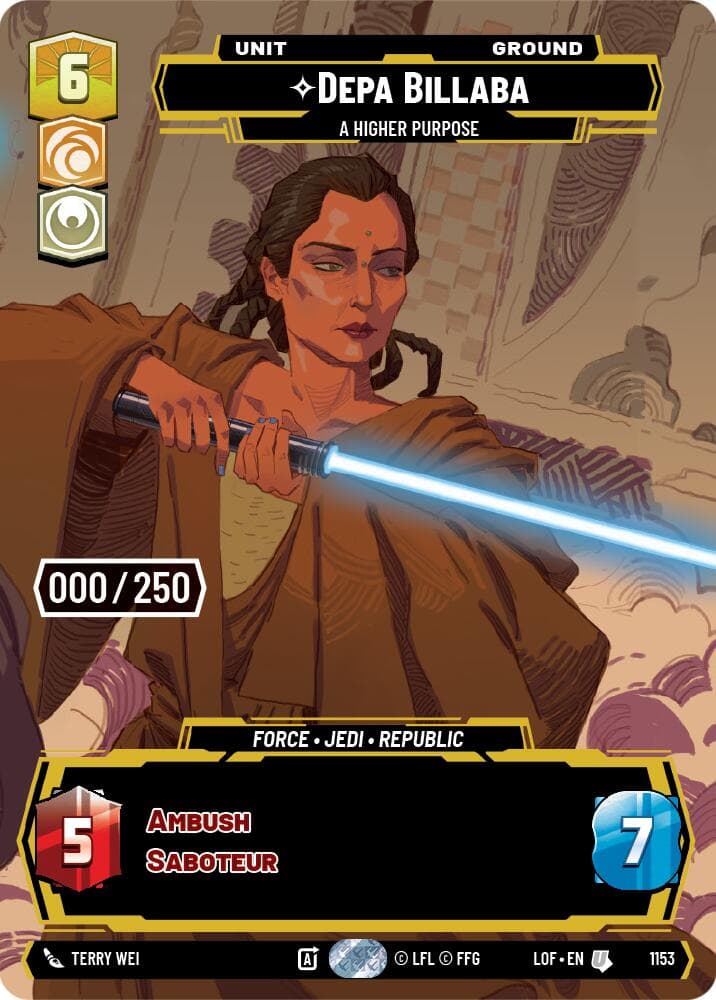 Depa Billaba - A Higher Purpose (Serialized) — Legends of the Force card