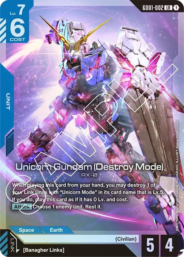 Unicorn Gundam (Destroy Mode) — Newtype Rising card