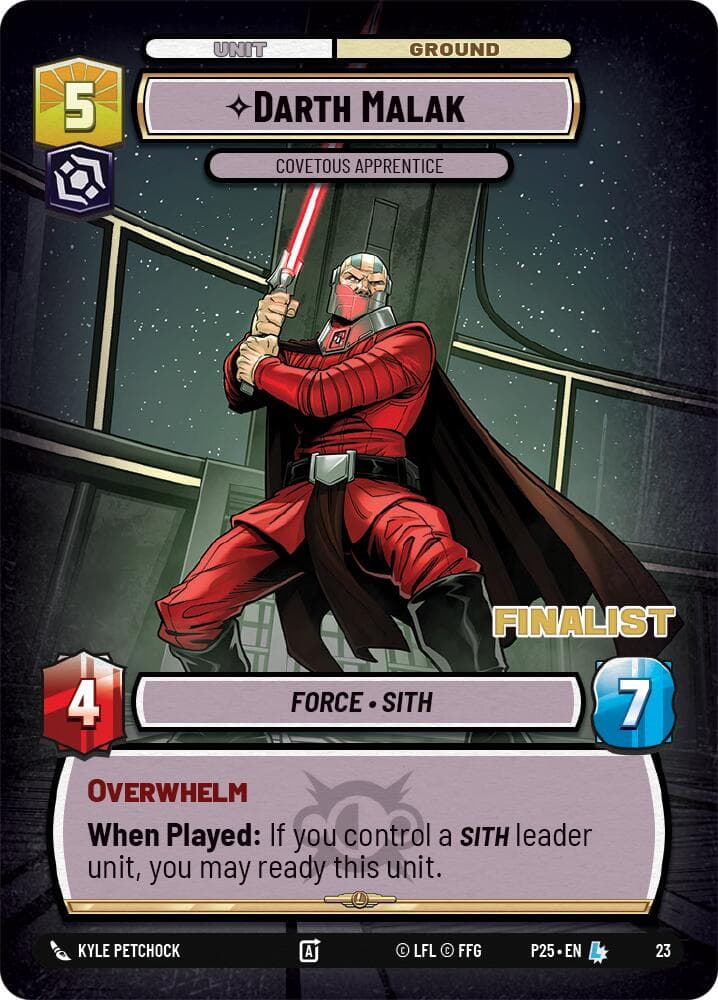 Darth Malak - Covetous Apprentice (Finalist) — Organized Play Promos card