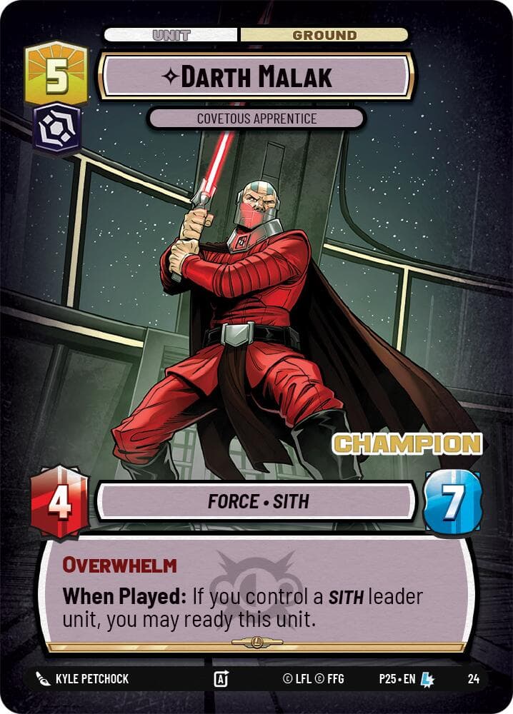 Darth Malak - Covetous Apprentice (Champion) — Organized Play Promos card