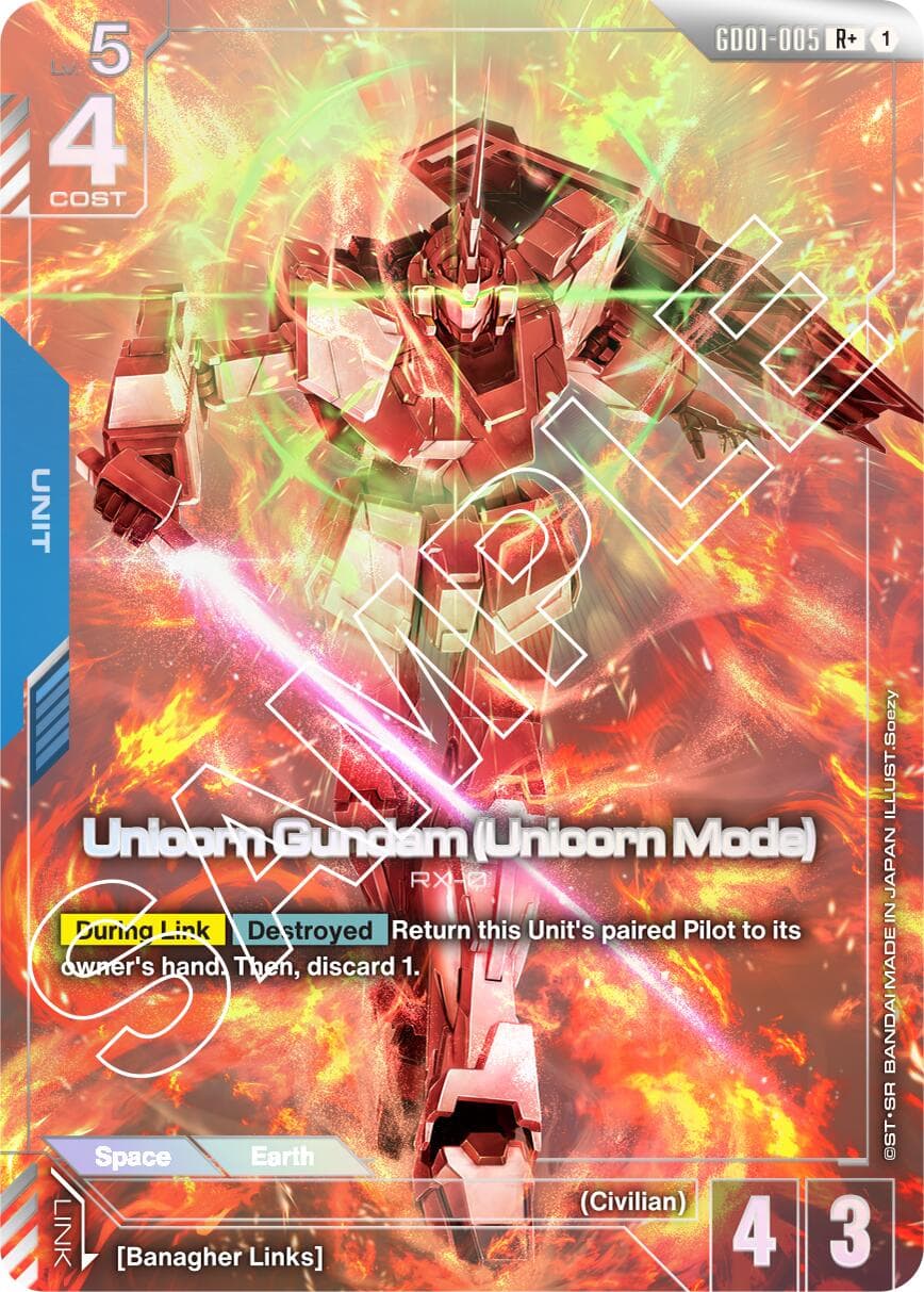 Unicorn Gundam (Unicorn Mode) (R+) — Newtype Rising card