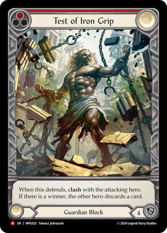Test of Iron Grip (Extended Art) — Mastery Pack Guardian card