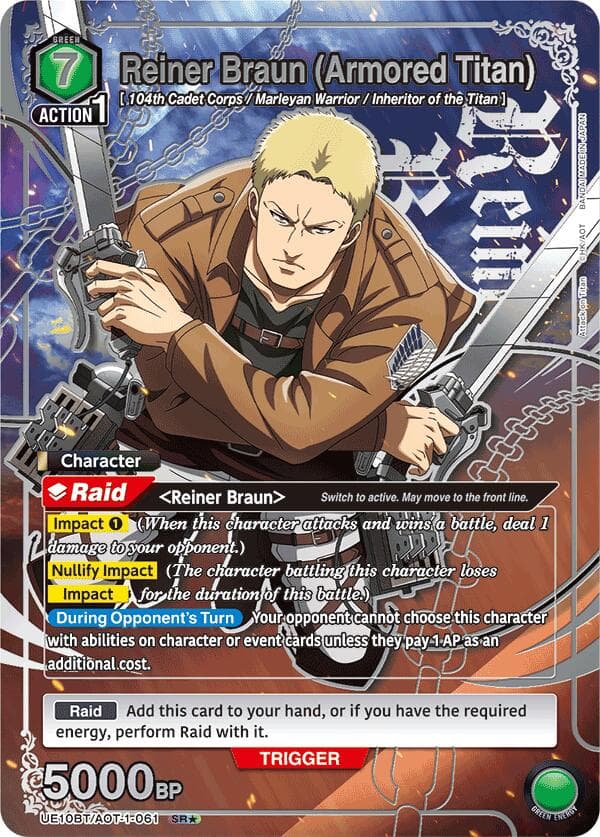 Reiner Braun (Armored Titan) (SR*) — UE10BT: Attack on Titan card