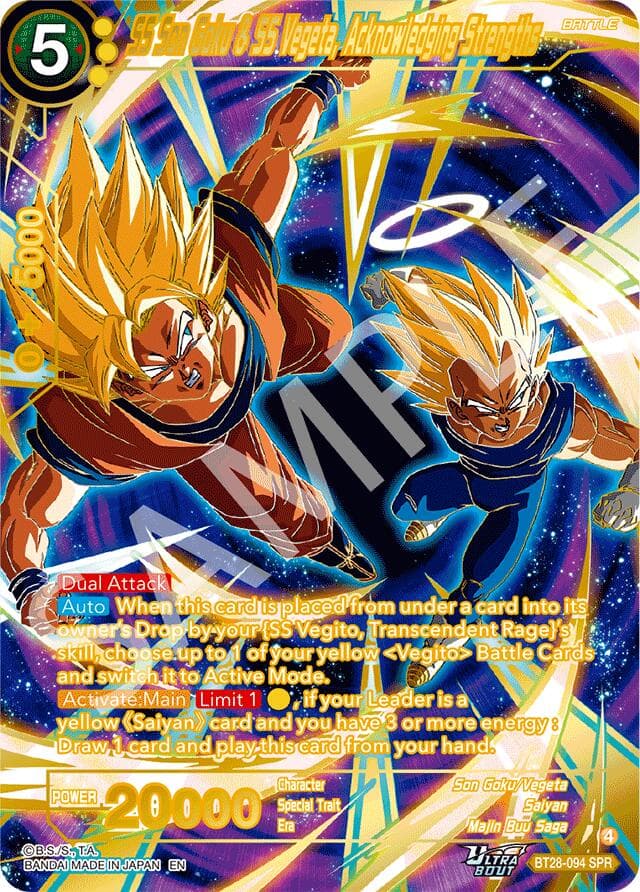SS Son Goku & SS Vegeta, Acknowledging Strengths (SPR) — Prismatic Clash card