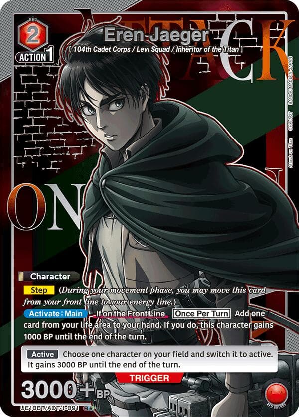 Eren Jaeger (091) (R*) — UE10BT: Attack on Titan card