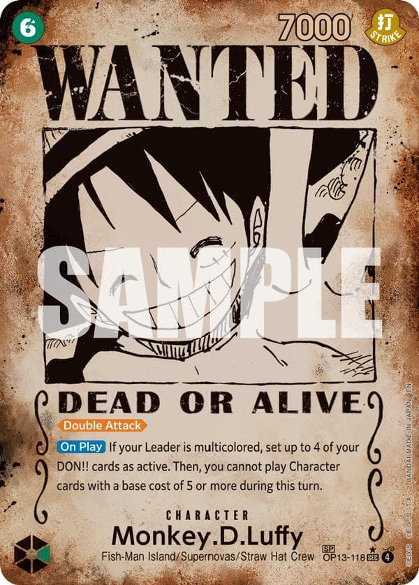 Monkey.D.Luffy (118) (Wanted Poster) — Carrying On His Will card