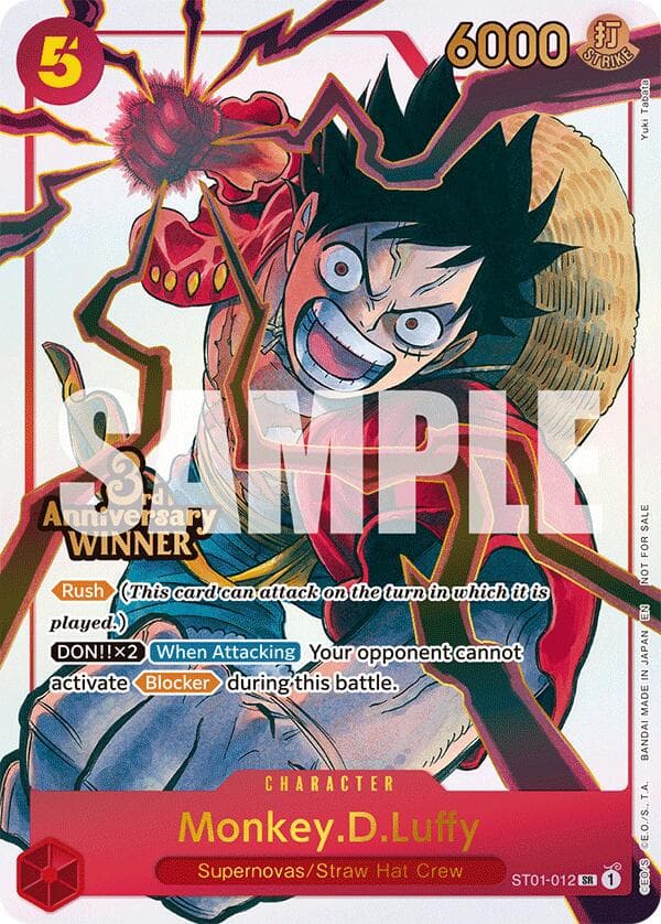 Monkey.D.Luffy - ST01-012 (3rd Anniversary Winner) — One Piece Promotion Cards card