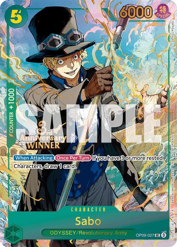 Sabo - OP09-027 (3rd Anniversary Winner) — One Piece Promotion Cards card