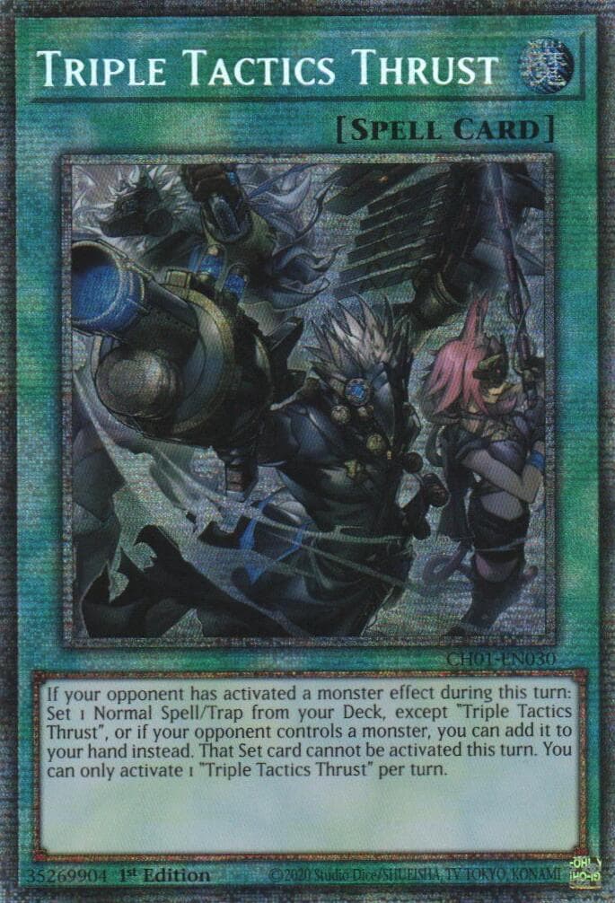 Triple Tactics Thrust (Starlight Rare) — THE CHRONICLES DECK: The Fallen & The Virtuous (All-Foil Edition) card