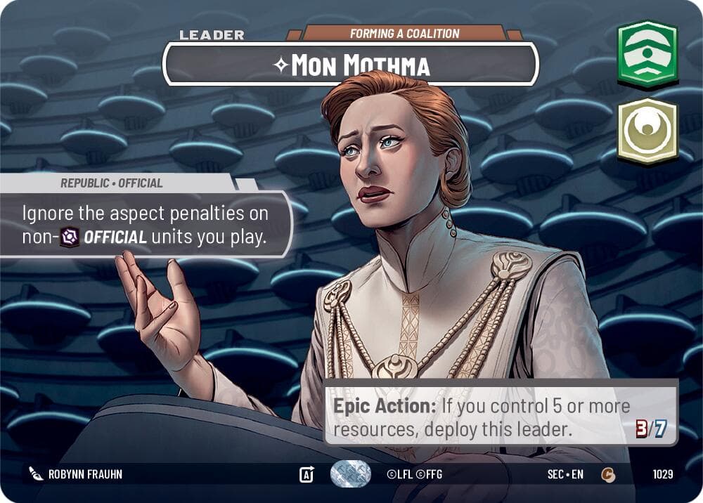 Mon Mothma - Forming a Coalition (Showcase) — Secrets of Power card