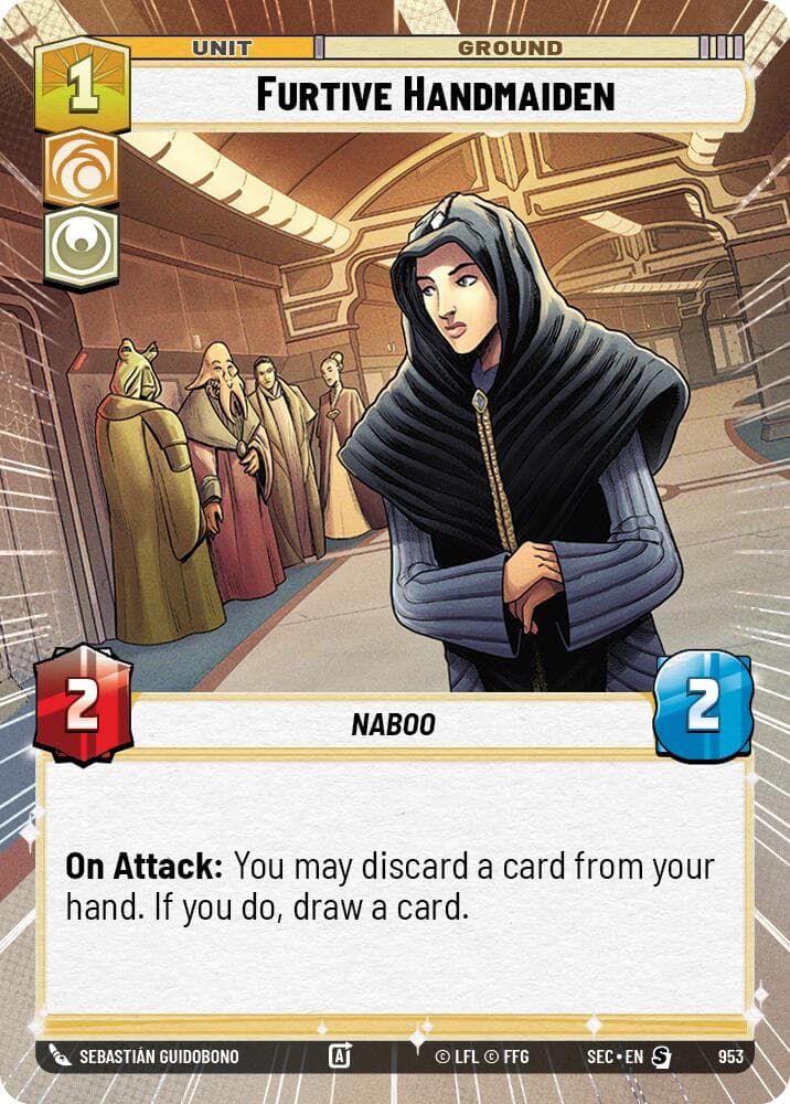 Furtive Handmaiden (Hyperspace Foil) — Secrets of Power card