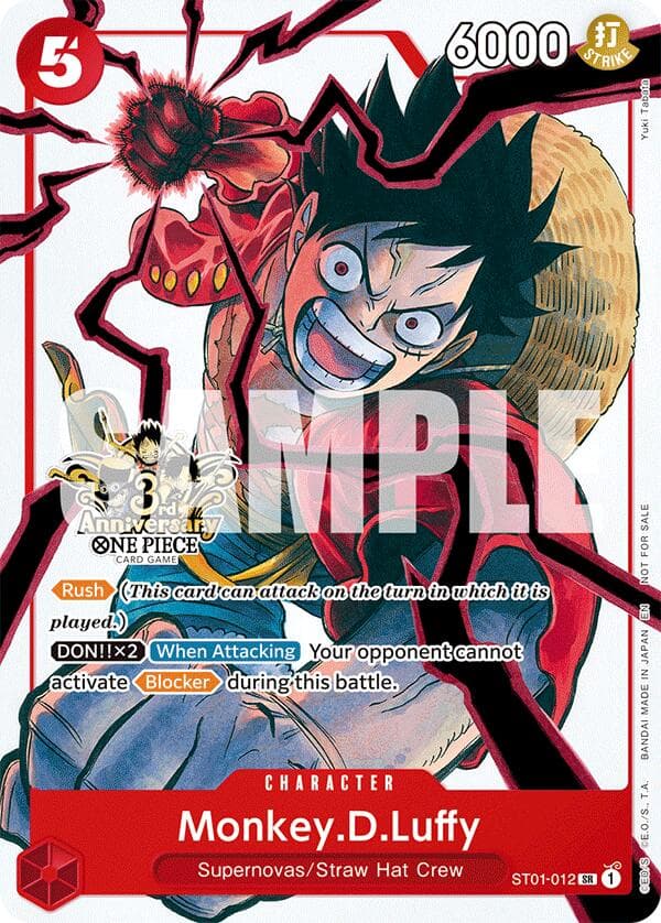 Monkey.D.Luffy - ST01-012 (3rd Anniversary Tournament 3 Brothers Pack) — Carrying On His Will: 3rd Anniversary Tournament Cards card
