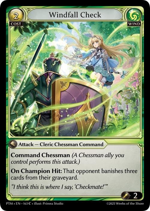Windfall Check (Curio Foil) — Phantom Monarchs card
