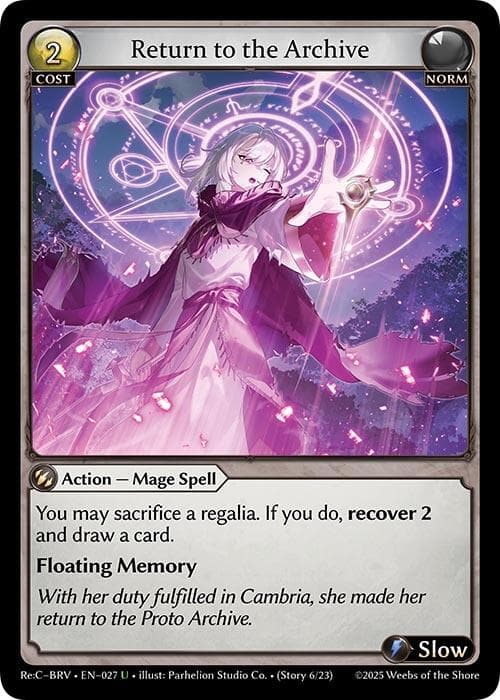 Return to the Archive — Merlin Re: Collection, Brilliant Vestige card