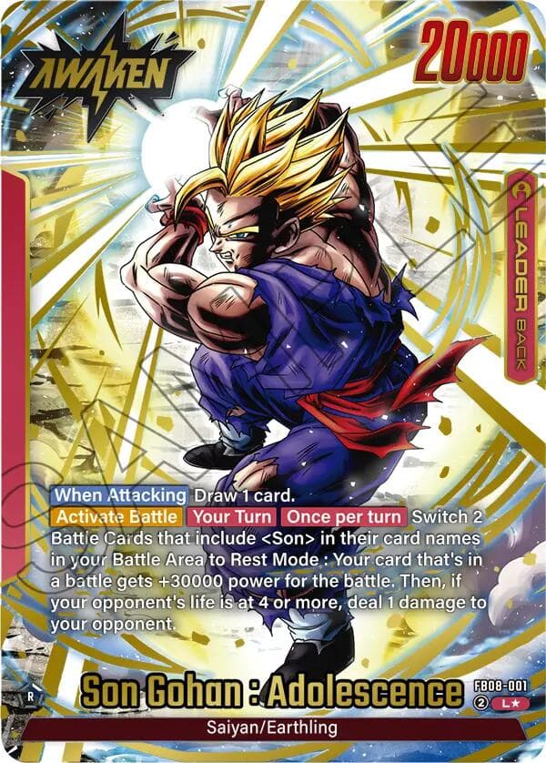Son Gohan : Adolescence - FB08-001 (Alternate Art) — Saiyan's Pride card