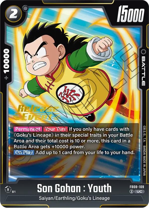 Son Gohan : Youth - FB08-109 — Saiyan's Pride Release Event Cards card