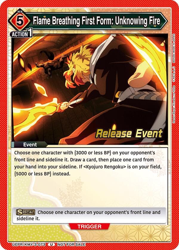 Flame Breathing First Form: Unknowing Fire — UEX05BT: Demon Slayer: Kimetsu no Yaiba Vol.2 Release Event Cards card