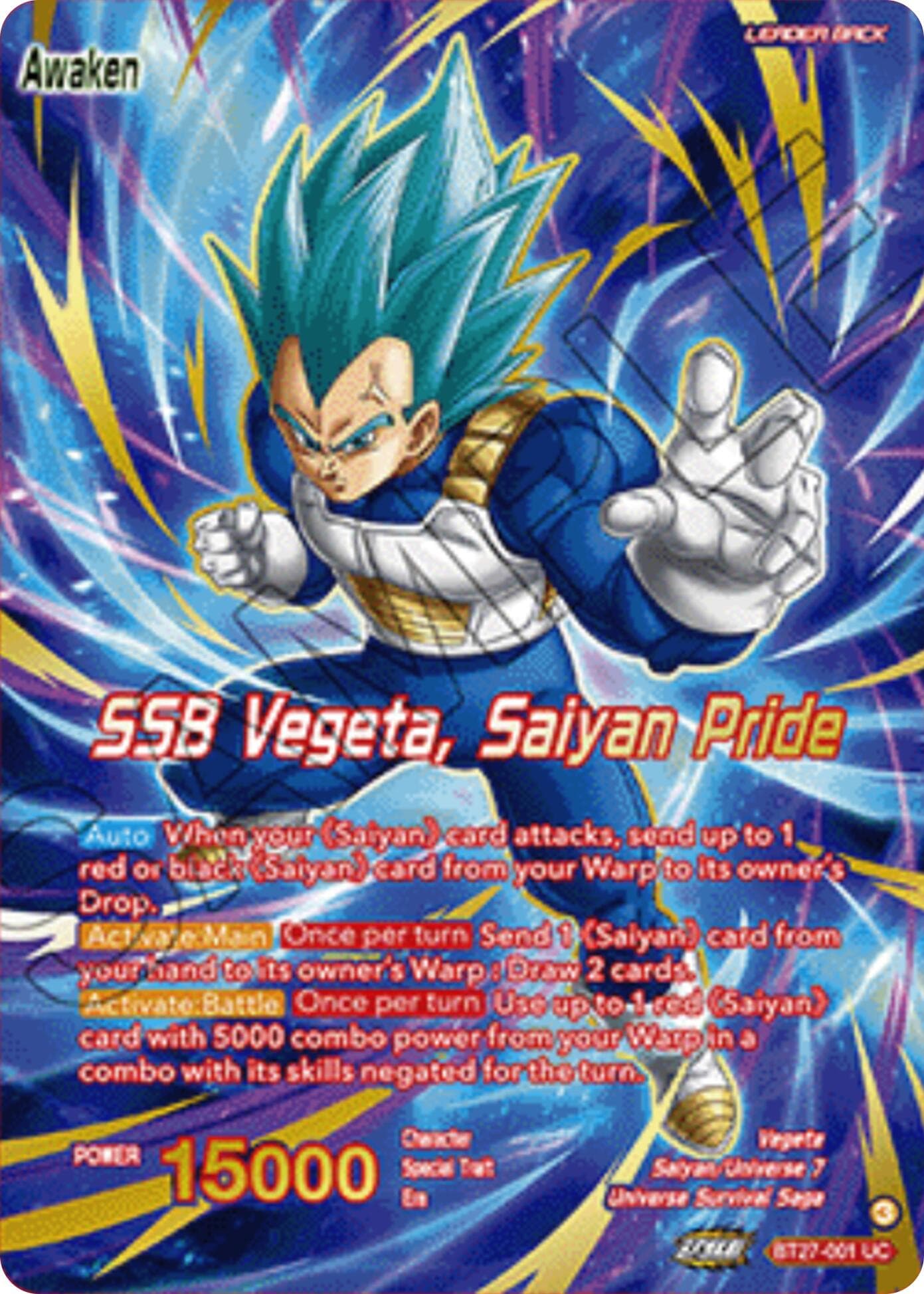 Vegeta // SSB Vegeta, Saiyan Pride (Championship 2025 Finals Alternate Art Leader Card) — Tournament Promotion Cards card