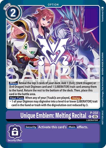 Unique Emblem: Melting Recital (Dawn of Liberator Box Topper) — Digimon Promotion Cards card