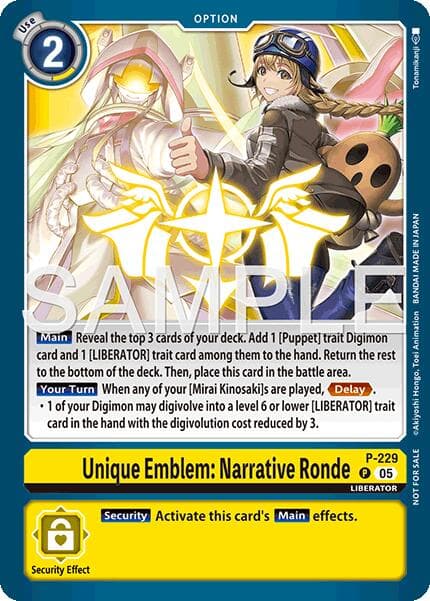 Unique Emblem: Narrative Ronde (Dawn of Liberator Box Topper) — Digimon Promotion Cards card