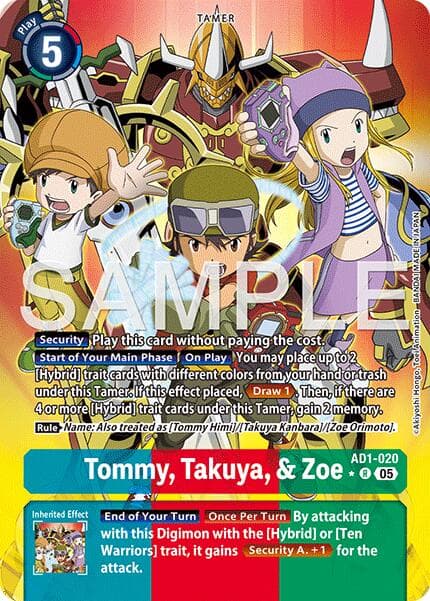 Tommy, Takuya, & Zoe (Alternate Art) — Advanced Booster Digimon Generation card