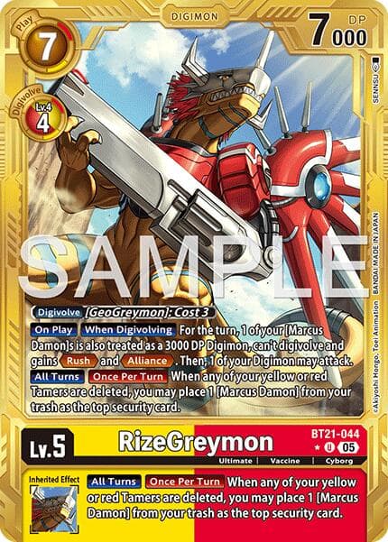 RizeGreymon - BT21-044 (Gold Border) — Advanced Booster Digimon Generation card