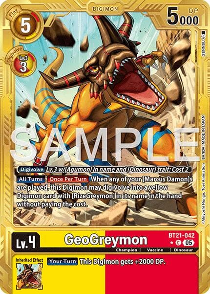 GeoGreymon - BT21-042 (Gold Border) — Advanced Booster Digimon Generation card