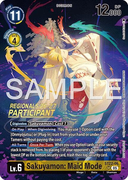 Sakuyamon: Maid Mode (Regionals 26-27 Season 1 Participant) — Starter Deck 22: Amethyst Mandala Advanced Deck Set card