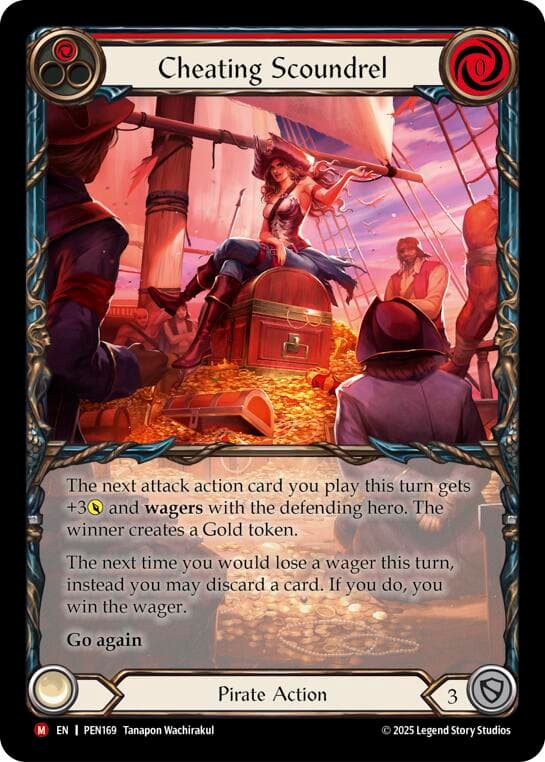 Cheating Scoundrel (Red) (Extended Art) — Compendium of Rathe card