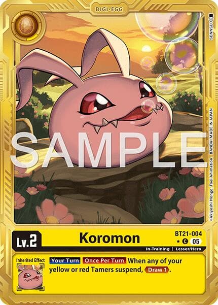 Koromon - BT21-004 (Gold Border) — Advanced Booster Digimon Generation card