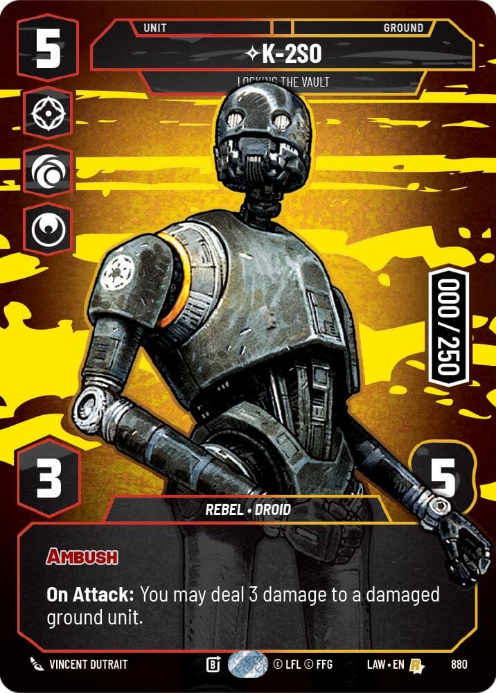 K-2S0 - Locking the Vault (Serialized) — A Lawless Time card