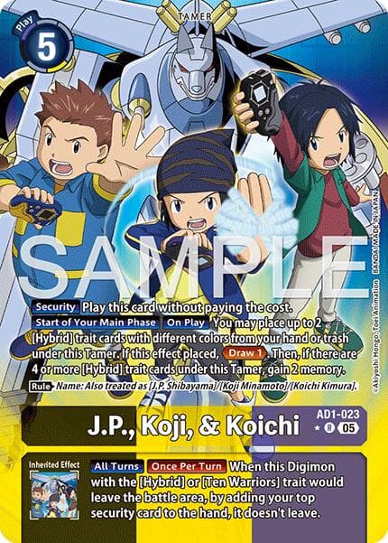 J.P., Koji, & Koichi (Alternate Art) — Advanced Booster Digimon Generation card