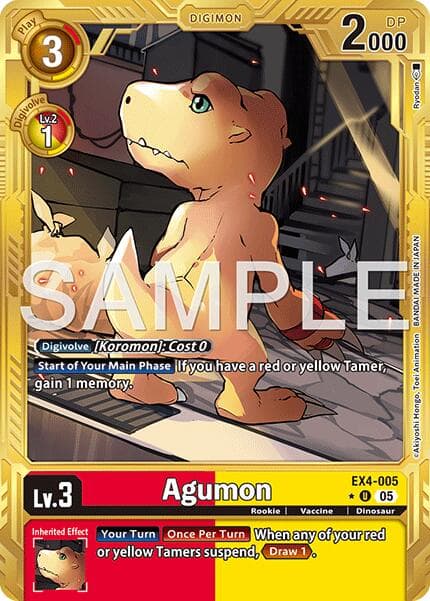 Agumon - EX4-005 (Gold Border) — Advanced Booster Digimon Generation card