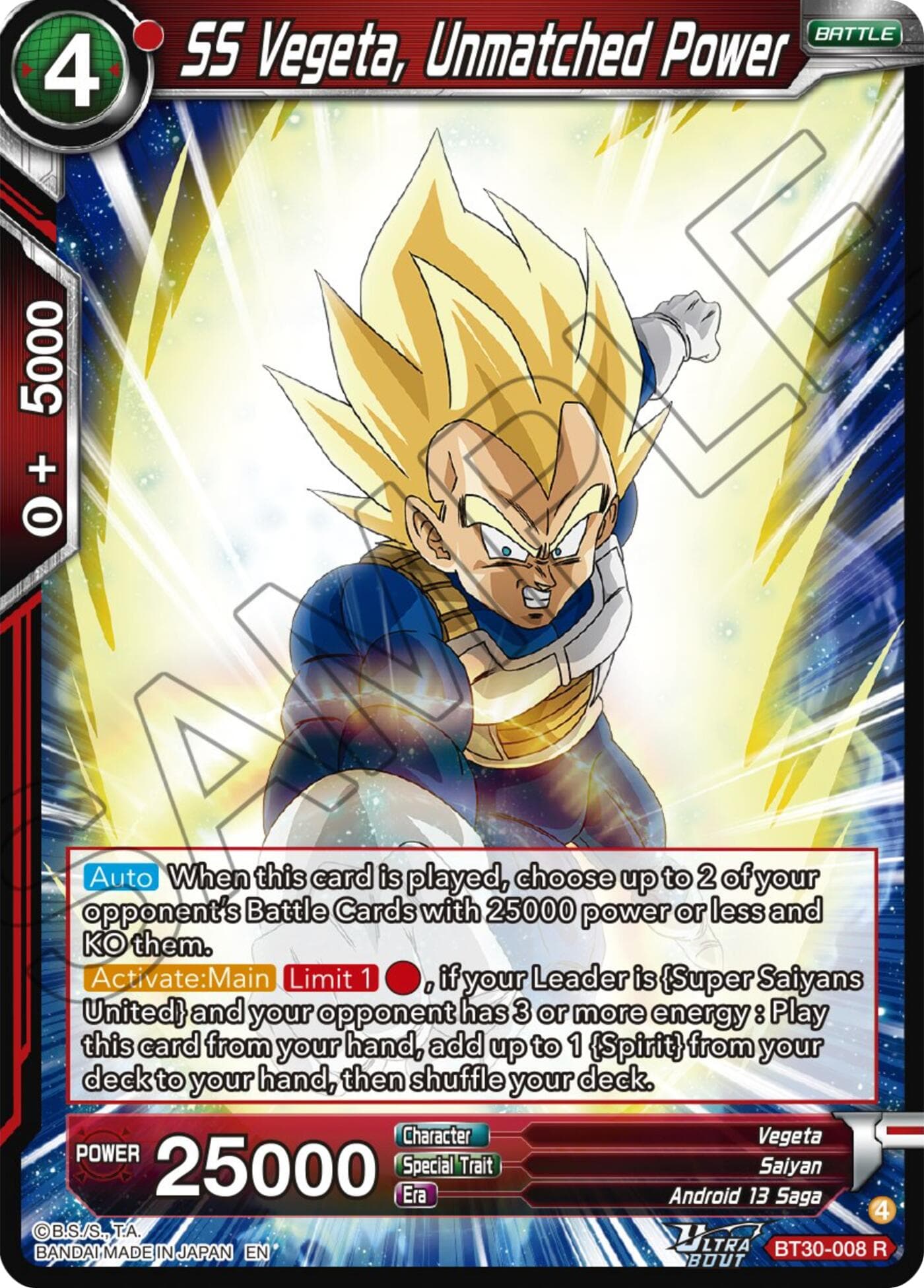 SS Vegeta, Unmatched Power — Three Glorious Fighters card