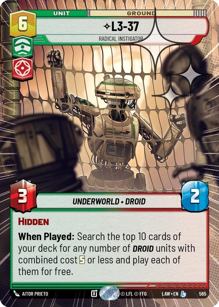 L3-37 - Radical Instigator (Hyperspace Foil) — A Lawless Time card