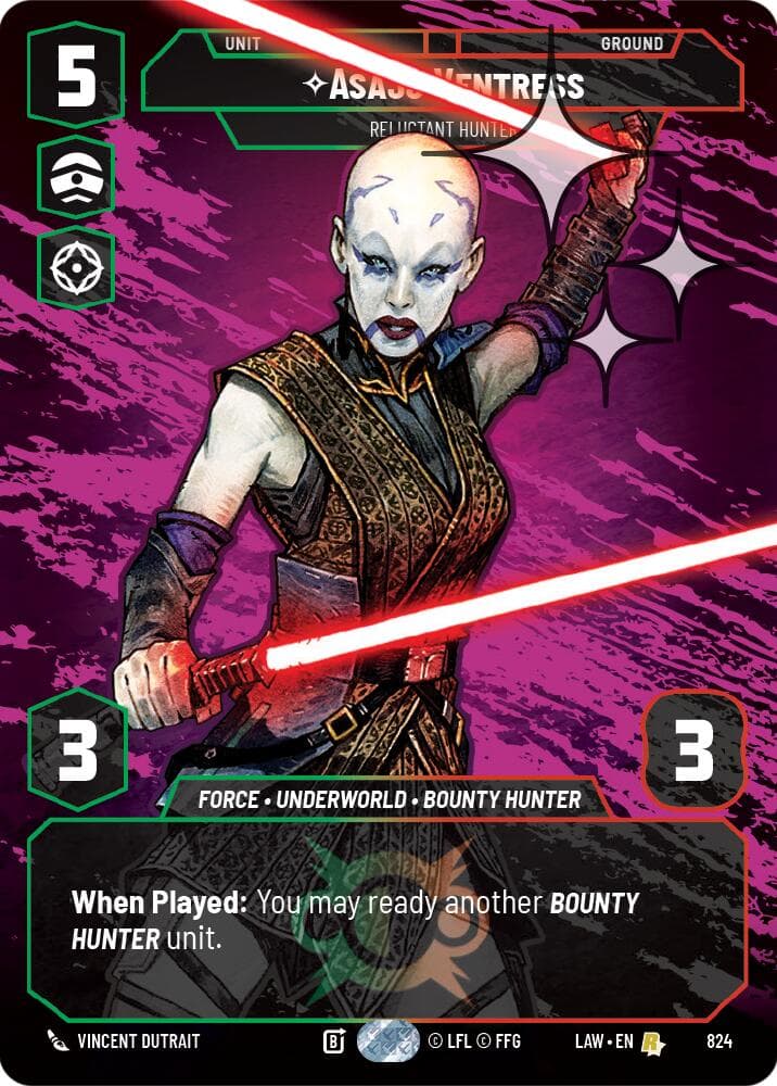 Asajj Ventress - Reluctant Hunter (Prestige Foil) — A Lawless Time card